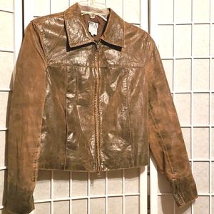 IRKA by SSG LEATHER BROWN CROP JKT SZ S